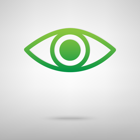 Eye Icon green icon with shadow. Vector illustrationのイラスト素材