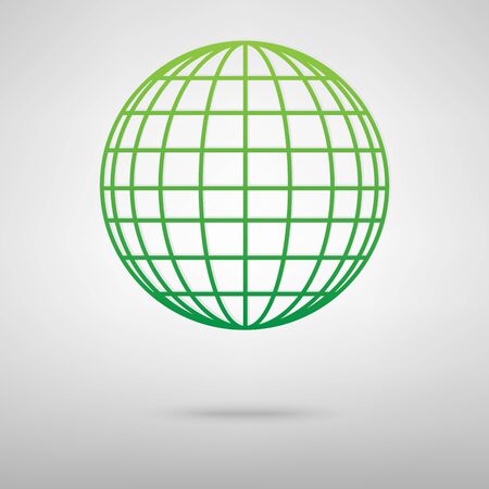 Earth Globe green icon with shadow. Vector illustrationのイラスト素材