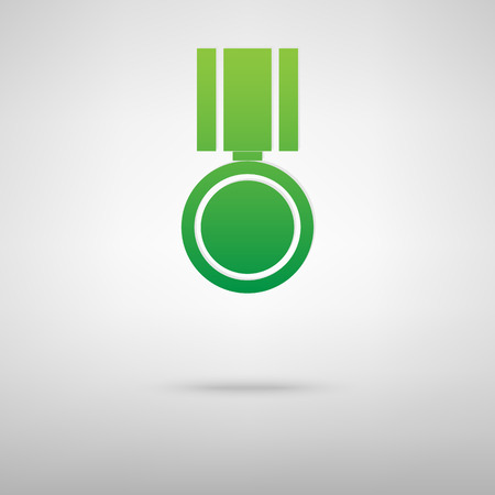 Medal green icon with shadow. Vector illustrationのイラスト素材
