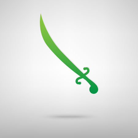 Saber green icon with shadow. Vector illustrationのイラスト素材