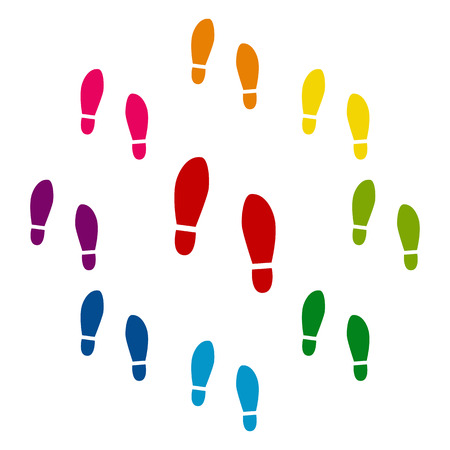 Imprint soles icons colorfull set on white backgroundのイラスト素材