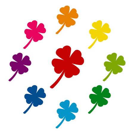 Clover leaf icons colorfull set on white backgroundのイラスト素材