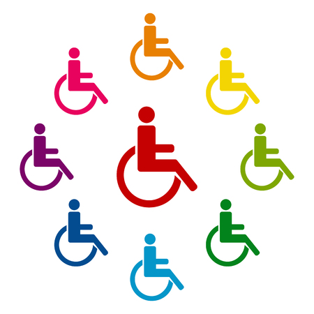 Disabled icons colorfull set on white backgroundのイラスト素材