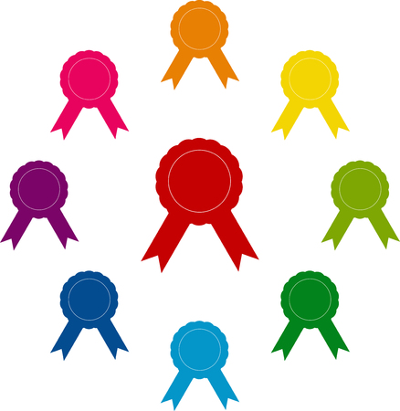 Label icon with ribbons icons colorfull set on white backgroundのイラスト素材