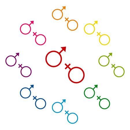 Sex symbol icons colorfull set on white backgroundのイラスト素材