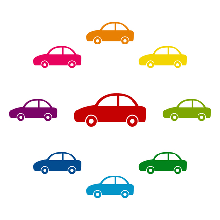 Car icon icons colorfull set on white backgroundのイラスト素材