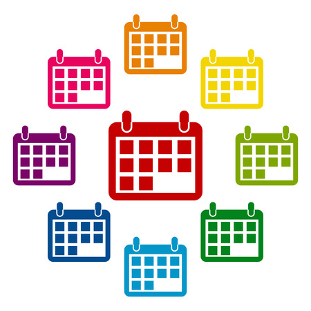 Calendar icons colorfull set on white backgroundのイラスト素材