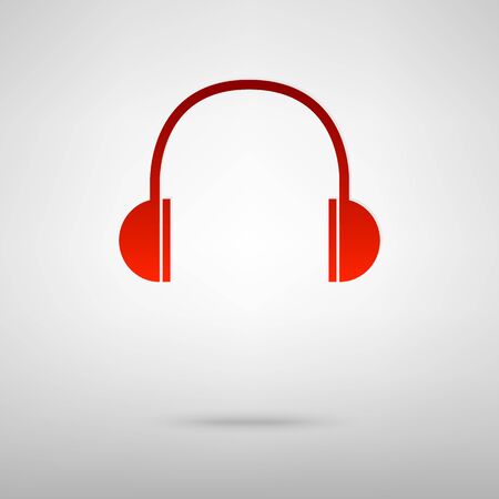 Headphones red icon on the grey backgroundのイラスト素材