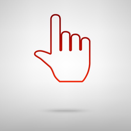 Hand with pointer red icon on the grey backgroundのイラスト素材