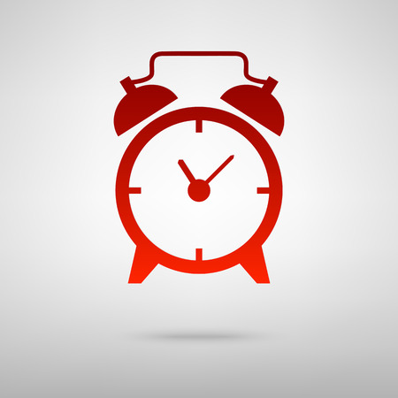 Alarm clock red icon on the grey backgroundのイラスト素材