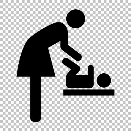 Symbol for women and baby, baby changing.  Flat style icon on transparent backgroundのイラスト素材