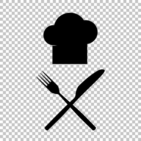 Chef with knife and fork sign. Flat style icon on transparent backgroundのイラスト素材
