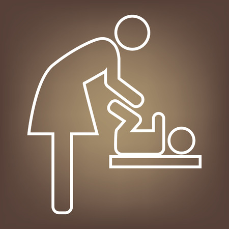 symbol for women and baby, baby changing, vector  line iconのイラスト素材
