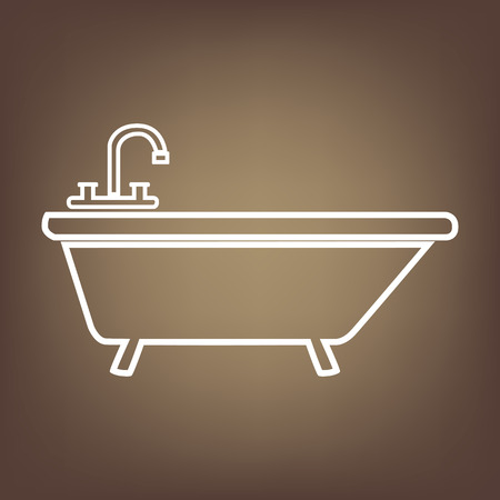 Bathtub line icon on brown background. Vectorのイラスト素材