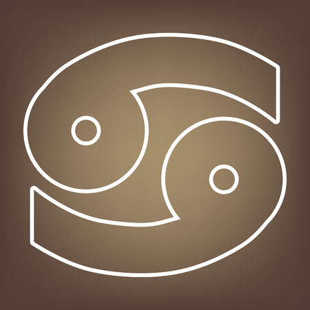 Zodiac sign Cancer. line icon on brown background. Vectorのイラスト素材