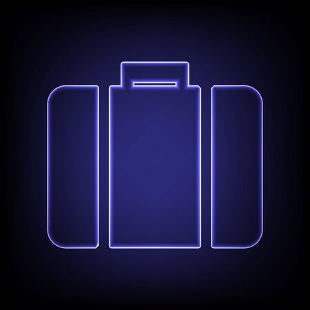 Riefcase icon. Shiny neon effecr on black backgroundのイラスト素材