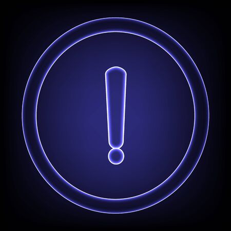 Attention sign. Shiny neon effecr on black backgroundのイラスト素材