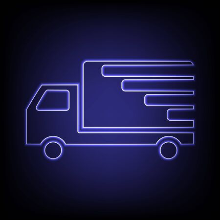 Delivery sign. Shiny neon effecr on black backgroundのイラスト素材