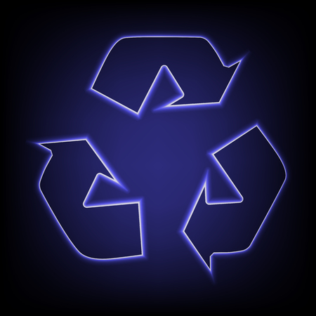 Recycle logo concept with neon effect. Vector illustrationのイラスト素材