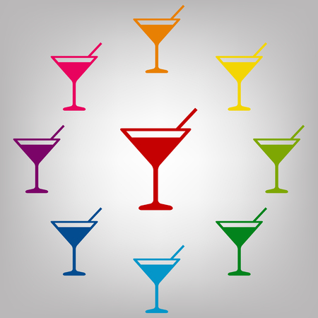 Coctail icon. Icons colorful set vector illustrationのイラスト素材