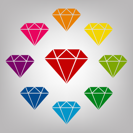 Diamond sign. Icons colorful set. Vector illustrationのイラスト素材