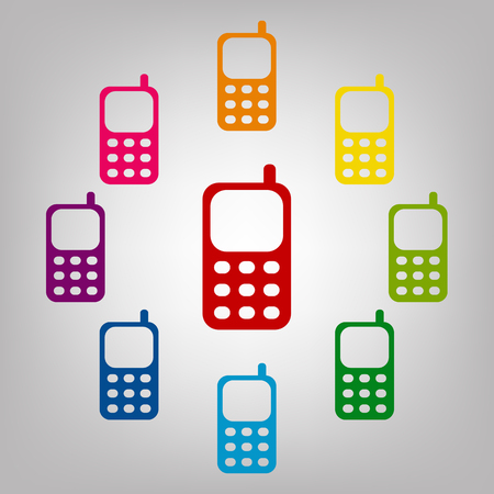 Cell Phone vector sign. Icons colorful setのイラスト素材