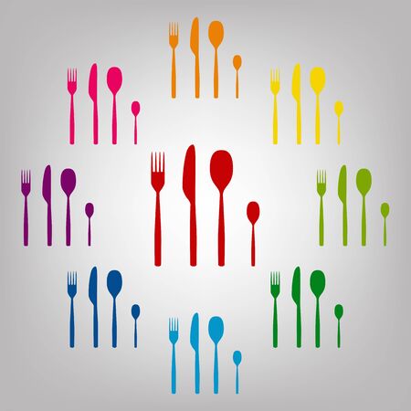 Fork spoon knife vector sign. Icons colorful setのイラスト素材