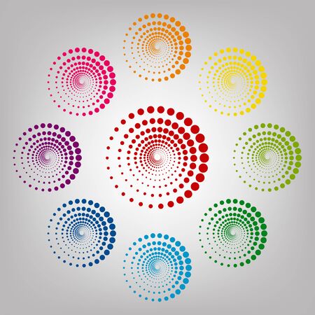 Abstract technology circles vector sign. Icons colorful setのイラスト素材