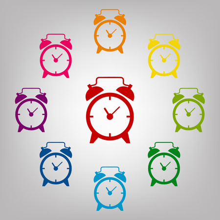 Alarm clock vector sign. Icons colorful setのイラスト素材