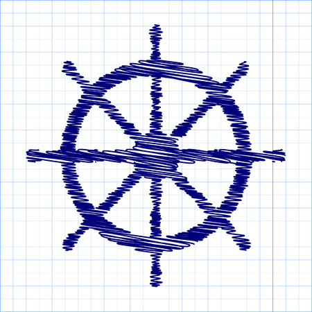 Ship wheel. Vector illustration with pen effectのイラスト素材