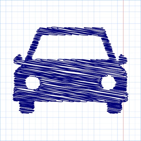 Car icon. Vector.  With pen and school paper effectのイラスト素材