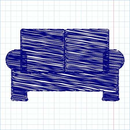 sofa icon - vector with pen and school paper effectのイラスト素材