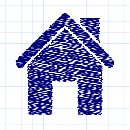 Home icon with pen and school paper effectのイラスト素材
