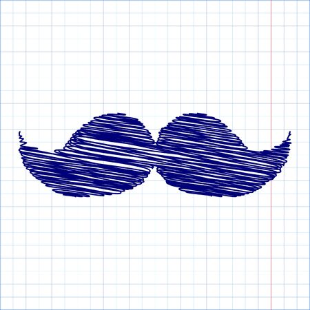 Set of moustaches icon with pen and school paper effectのイラスト素材