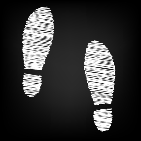 Imprint soles shoes icon with chalk effectのイラスト素材