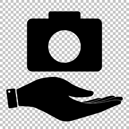 Digital camera  icon. Save or protect symbol by handのイラスト素材
