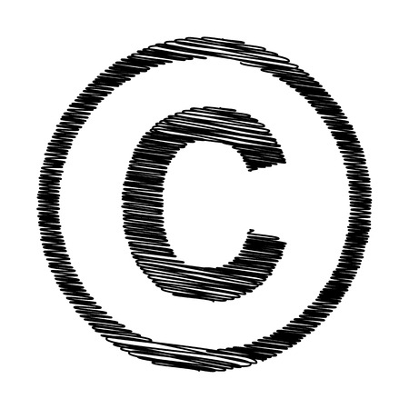 Copyright sign. Flat style icon with scribble effectのイラスト素材