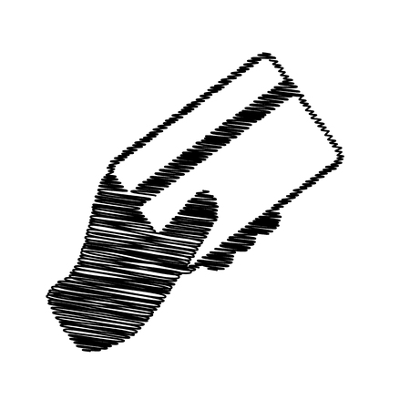 Hand holding a credit card. Flat style icon with scribble effectのイラスト素材
