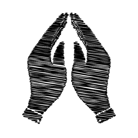 Hand icon. Prayer symbol. Flat style icon on transparent backgroundのイラスト素材