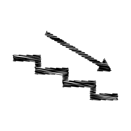 Stair down with arrow. Flat style icon on transparent backgroundのイラスト素材