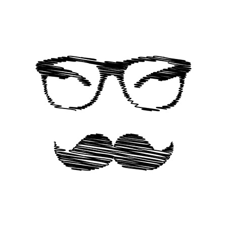 Mustache and Glasses sign. Flat style icon vector illustration.のイラスト素材