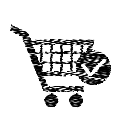 Shopping Cart and Check Mark Icon. Flat style icon on transparent backgroundのイラスト素材