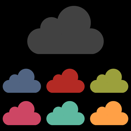 Cloud icon set, vector illustration. Flat design styleのイラスト素材