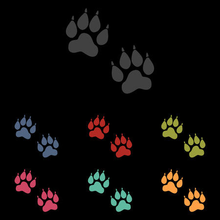 Animal Tracks on black background. Vector illustrationのイラスト素材