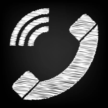 Phone sign. Scribble effect on black backgroundのイラスト素材