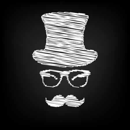 Hipster style accessories design. Scribble effect on black backgroundのイラスト素材