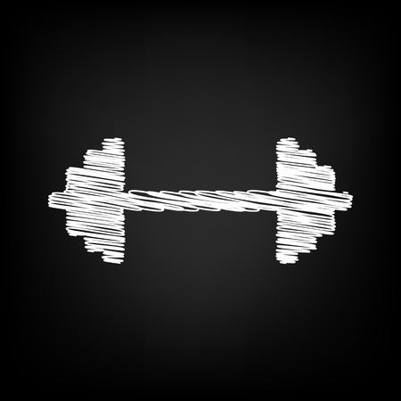 Dumbbell weights sign. Scribble effect on black backgroundのイラスト素材
