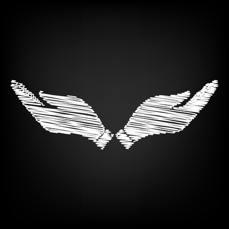 Hand sign. Scribble effect on black backgroundのイラスト素材