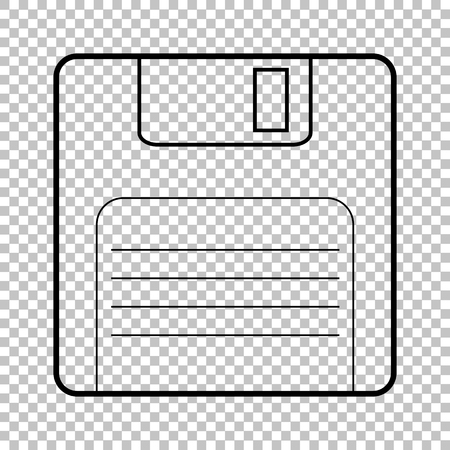 Floppy disk line vector icon on transparent backgroundのイラスト素材