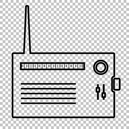 Radio silhouette line vector icon on transparent backgroundのイラスト素材